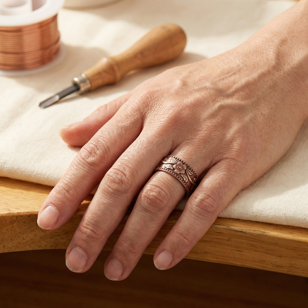 Anello in Rame a Petali di Vera