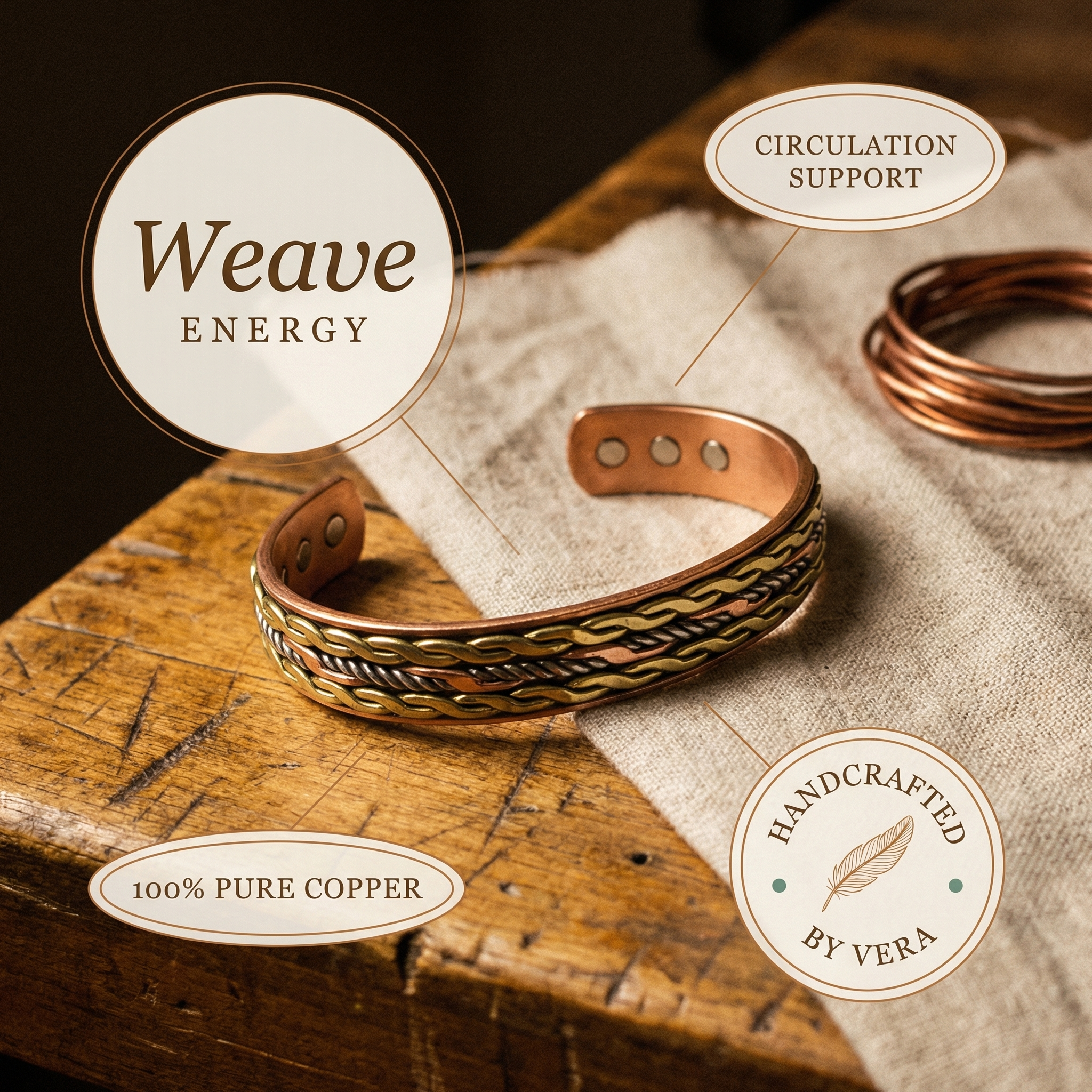 Bracciale in Rame Vera's Weave