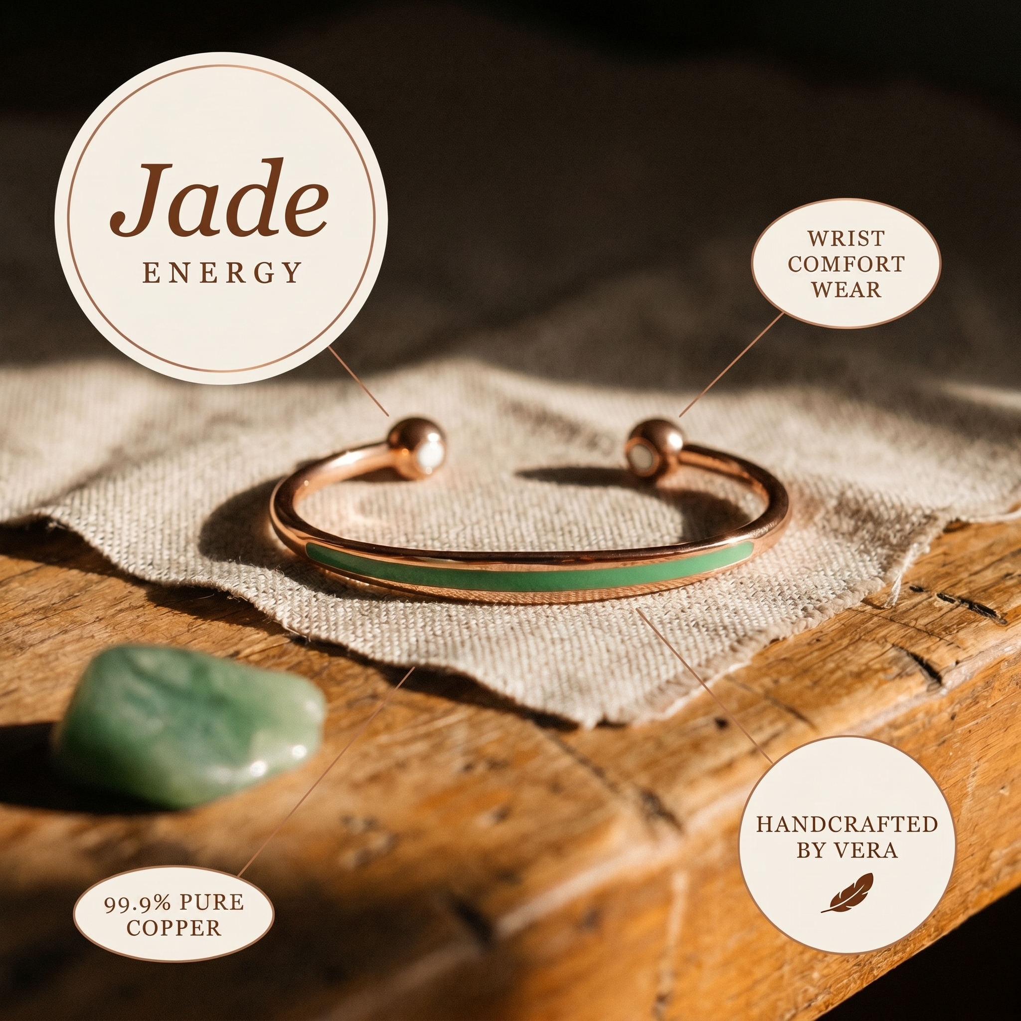 Bracciale in Rame e Giada di Vera