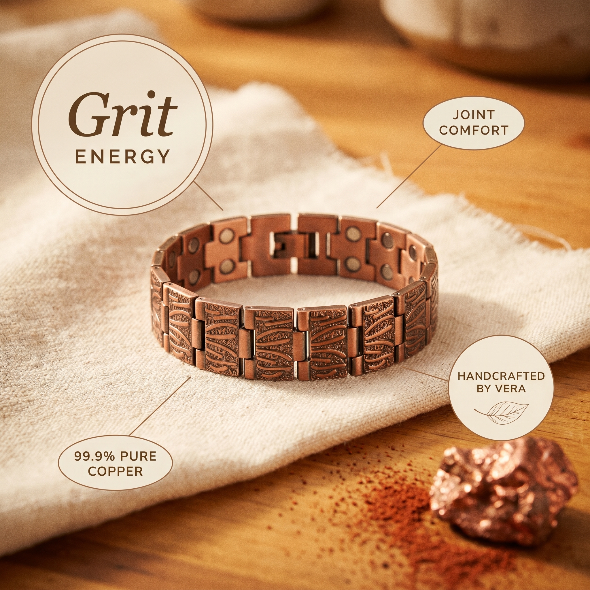 Bracciale in Rame per Uomini di Vera's Grit